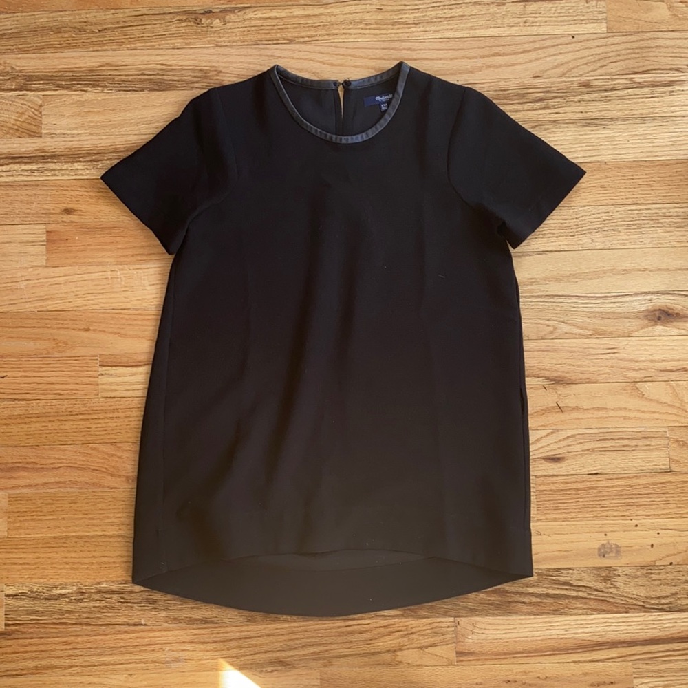 Leather Trimmed Tailored Black Tee